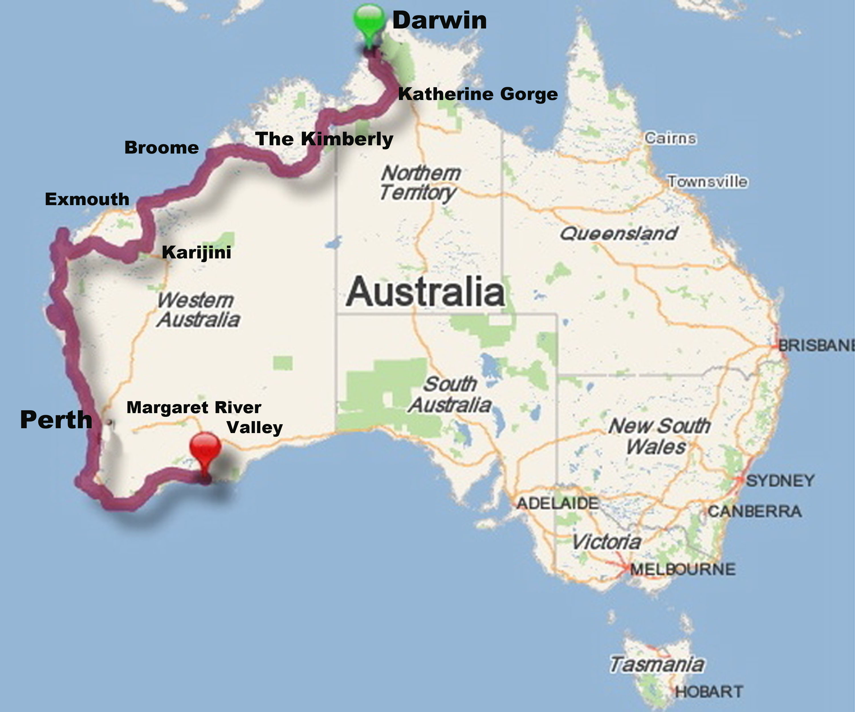 road trip australia aussie river margaret perth darwin many drive map4 wa trips valley around south begin let driving re