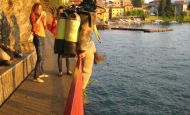 Olympus Camera waterproof testing in Lake Como